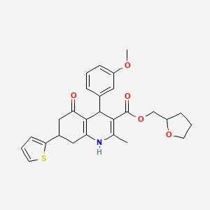 molecular formula C27H29NO5S B3958744 tetrahydro-2-furanylmethyl 4-(3-methoxyphenyl)-2-methyl-5-oxo-7-(2-thienyl)-1,4,5,6,7,8-hexahydro-3-quinolinecarboxylate 