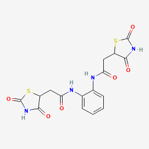 molecular formula C16H14N4O6S2 B3958771 N,N'-1,2-phenylenebis[2-(2,4-dioxo-1,3-thiazolidin-5-yl)acetamide] 