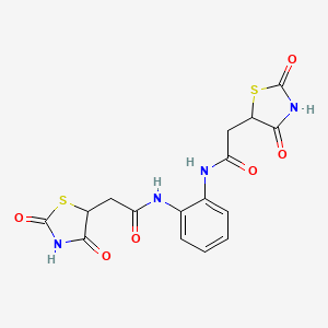 molecular formula C16H14N4O6S2 B3958771 2-(2,4-dioxo-1,3-thiazolidin-5-yl)-N-(2-{[(2,4-dioxo-1,3-thiazolidin-5-yl)acetyl]amino}phenyl)acetamide 