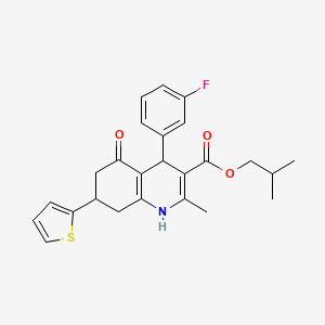 2-Methylpropyl 4-(3-fluorophenyl)-2-methyl-5-oxo-7-(thiophen-2-yl)-1,4,5,6,7,8-hexahydroquinoline-3-carboxylate