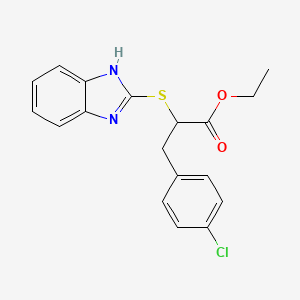 molecular formula C18H17ClN2O2S B3958813 ethyl 2-(1H-benzimidazol-2-ylthio)-3-(4-chlorophenyl)propanoate 