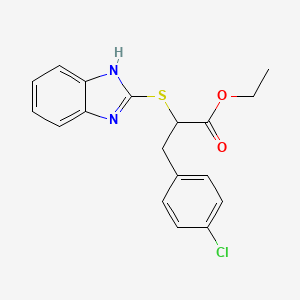 molecular formula C18H17ClN2O2S B3958813 ethyl 2-(1H-benzimidazol-2-ylsulfanyl)-3-(4-chlorophenyl)propanoate 