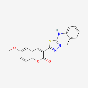 molecular formula C19H15N3O3S B3958814 6-methoxy-3-{5-[(2-methylphenyl)amino]-1,3,4-thiadiazol-2-yl}-2H-chromen-2-one 