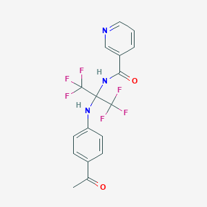 molecular formula C17H13F6N3O2 B395882 N-[1-(4-acetylanilino)-2,2,2-trifluoro-1-(trifluoromethyl)ethyl]nicotinamide 