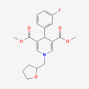 molecular formula C20H22FNO5 B3958831 3,5-DIMETHYL 4-(3-FLUOROPHENYL)-1-[(OXOLAN-2-YL)METHYL]-1,4-DIHYDROPYRIDINE-3,5-DICARBOXYLATE 