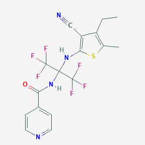 N-[1-[(3-cyano-4-ethyl-5-methyl-2-thienyl)amino]-2,2,2-trifluoro-1-(trifluoromethyl)ethyl]isonicotinamide