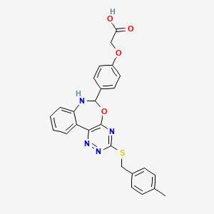 2-(4-{3-[(4-Methylbenzyl)sulfanyl]-6,7-dihydro[1,2,4]triazino[5,6-D][3,1]benzoxazepin-6-YL}phenoxy)acetic acid