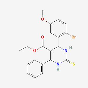 ethyl 4-(2-bromo-5-methoxyphenyl)-6-phenyl-2-sulfanylidene-3,4-dihydro-1H-pyrimidine-5-carboxylate