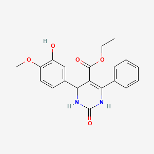 ethyl 4-(3-hydroxy-4-methoxyphenyl)-2-oxo-6-phenyl-3,4-dihydro-1H-pyrimidine-5-carboxylate