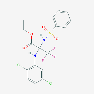 molecular formula C17H15Cl2F3N2O4S B395938 Ethyl 2-(2,5-dichloroanilino)-3,3,3-trifluoro-2-[(phenylsulfonyl)amino]propanoate 