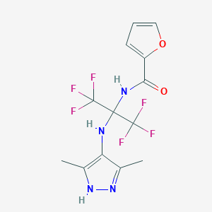 molecular formula C13H12F6N4O2 B395942 N-[1-[(3,5-dimethyl-1H-pyrazol-4-yl)amino]-2,2,2-trifluoro-1-(trifluoromethyl)ethyl]-2-furamide 