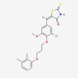 (5E)-5-[[3-chloro-4-[3-(2,3-dimethylphenoxy)propoxy]-5-methoxyphenyl]methylidene]-2-sulfanylidene-1,3-thiazolidin-4-one