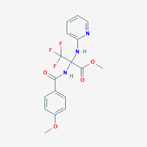 molecular formula C17H16F3N3O4 B395947 Methyl 3,3,3-trifluoro-2-[(4-methoxybenzoyl)amino]-2-(pyridin-2-ylamino)propanoate 