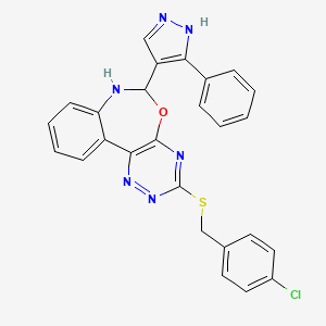 3-[(4-chlorobenzyl)thio]-6-(3-phenyl-1H-pyrazol-4-yl)-6,7-dihydro[1,2,4]triazino[5,6-d][3,1]benzoxazepine