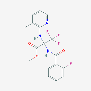 molecular formula C17H15F4N3O3 B395951 Methyl 3,3,3-trifluoro-2-[(2-fluorobenzoyl)amino]-2-[(3-methyl-2-pyridinyl)amino]propanoate 