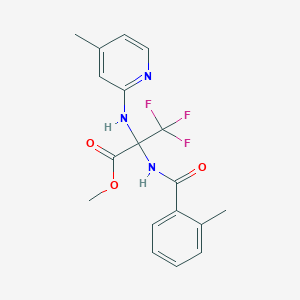 molecular formula C18H18F3N3O3 B395952 Methyl 3,3,3-trifluoro-2-[(2-methylbenzoyl)amino]-2-[(4-methyl-2-pyridinyl)amino]propanoate 