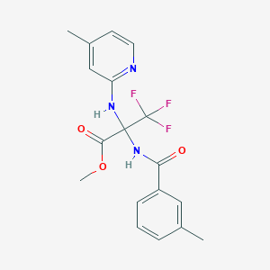 molecular formula C18H18F3N3O3 B395953 Methyl 3,3,3-trifluoro-2-[(3-methylbenzoyl)amino]-2-[(4-methylpyridin-2-yl)amino]propanoate 
