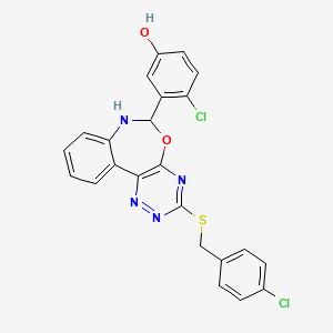 4-Chloro-3-[3-[(4-chlorophenyl)methylsulfanyl]-6,7-dihydro-[1,2,4]triazino[5,6-d][3,1]benzoxazepin-6-yl]phenol