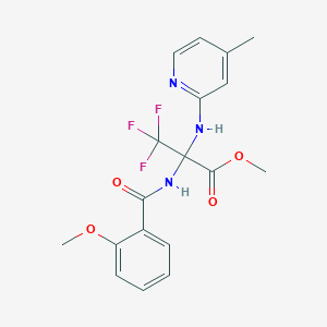 molecular formula C18H18F3N3O4 B395955 Methyl 3,3,3-trifluoro-2-[(2-methoxybenzoyl)amino]-2-[(4-methylpyridin-2-yl)amino]propanoate 