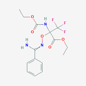 molecular formula C15H18F3N3O5 B395957 Ethyl 2-[[amino(phenyl)methylidene]amino]oxy-2-(ethoxycarbonylamino)-3,3,3-trifluoropropanoate 