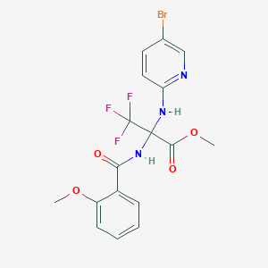 molecular formula C17H15BrF3N3O4 B395965 Methyl 2-[(5-bromopyridin-2-yl)amino]-3,3,3-trifluoro-2-[(2-methoxybenzoyl)amino]propanoate 