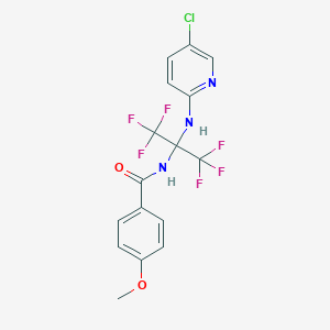 molecular formula C16H12ClF6N3O2 B395966 N-[1-[(5-chloropyridin-2-yl)amino]-2,2,2-trifluoro-1-(trifluoromethyl)ethyl]-4-methoxybenzamide 