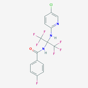 molecular formula C15H9ClF7N3O B395967 N-[1-[(5-chloropyridin-2-yl)amino]-2,2,2-trifluoro-1-(trifluoromethyl)ethyl]-4-fluorobenzamide 