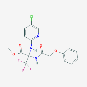 molecular formula C17H15ClF3N3O4 B395969 Methyl 2-[(5-chloro-2-pyridinyl)amino]-3,3,3-trifluoro-2-[(phenoxyacetyl)amino]propanoate 