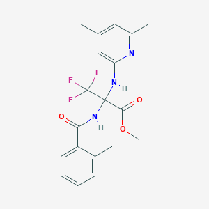 molecular formula C19H20F3N3O3 B395981 Methyl 2-((4,6-dimethylpyridin-2-yl)amino)-3,3,3-trifluoro-2-(2-methylbenzamido)propanoate 