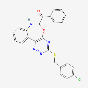 {3-[(4-Chlorobenzyl)sulfanyl]-6,7-dihydro[1,2,4]triazino[5,6-D][3,1]benzoxazepin-6-YL}(phenyl)methanone