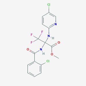 molecular formula C16H12Cl2F3N3O3 B395987 Methyl 2-[(2-chlorobenzoyl)amino]-2-[(5-chloropyridin-2-yl)amino]-3,3,3-trifluoropropanoate 