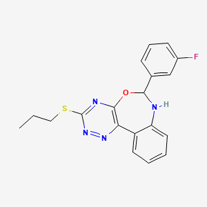 molecular formula C19H17FN4OS B3959923 6-(3-Fluorophenyl)-3-(propylsulfanyl)-6,7-dihydro[1,2,4]triazino[5,6-D][3,1]benzoxazepine 