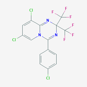 molecular formula C15H6Cl3F6N3 B396001 7,9-dichloro-4-(4-chlorophenyl)-2,2-bis(trifluoromethyl)-2H-pyrido[1,2-a][1,3,5]triazine 