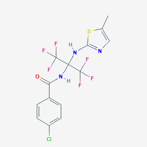 molecular formula C14H10ClF6N3OS B396005 4-Chloro-N-[2,2,2-trifluoro-1-(5-methyl-thiazol-2-ylamino)-1-trifluoromethyl-ethyl]-benzamide 
