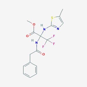 molecular formula C16H16F3N3O3S B396006 Methyl 3,3,3-trifluoro-2-[(5-methyl-1,3-thiazol-2-yl)amino]-2-[(phenylacetyl)amino]propanoate 