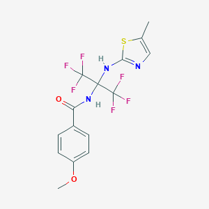 molecular formula C15H13F6N3O2S B396012 4-methoxy-N-[2,2,2-trifluoro-1-[(5-methyl-1,3-thiazol-2-yl)amino]-1-(trifluoromethyl)ethyl]benzamide 