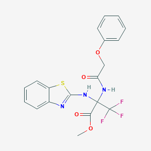 molecular formula C19H16F3N3O4S B396014 Methyl 2-(1,3-benzothiazol-2-ylamino)-3,3,3-trifluoro-2-[(phenoxyacetyl)amino]propanoate 
