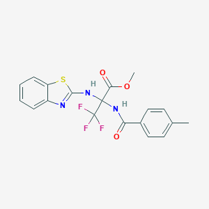 molecular formula C19H16F3N3O3S B396018 Methyl 2-(1,3-benzothiazol-2-ylamino)-3,3,3-trifluoro-2-[(4-methylbenzoyl)amino]propanoate 