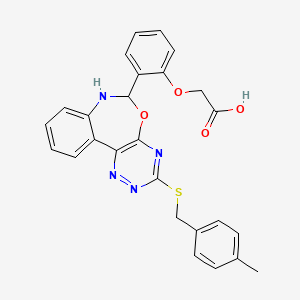 2-(2-{3-[(4-Methylbenzyl)sulfanyl]-6,7-dihydro[1,2,4]triazino[5,6-D][3,1]benzoxazepin-6-YL}phenoxy)acetic acid