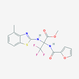 molecular formula C17H14F3N3O4S B396019 Methyl 3,3,3-trifluoro-2-(2-furoylamino)-2-[(4-methyl-1,3-benzothiazol-2-yl)amino]propanoate CAS No. 489419-48-9