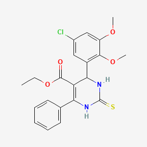 ethyl 4-(5-chloro-2,3-dimethoxyphenyl)-6-phenyl-2-sulfanylidene-3,4-dihydro-1H-pyrimidine-5-carboxylate