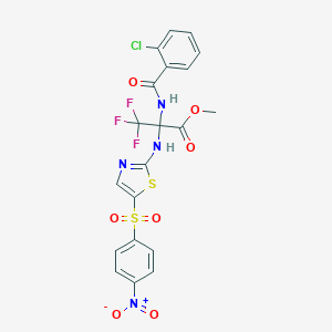 molecular formula C20H14ClF3N4O7S2 B396028 Methyl 2-[(2-chlorobenzoyl)amino]-3,3,3-trifluoro-2-{[5-({4-nitrophenyl}sulfonyl)-1,3-thiazol-2-yl]amino}propanoate 