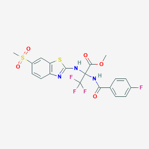 molecular formula C19H15F4N3O5S2 B396035 Methyl 3,3,3-trifluoro-2-[(4-fluorobenzoyl)amino]-2-[(6-methylsulfonyl-1,3-benzothiazol-2-yl)amino]propanoate CAS No. 489419-55-8
