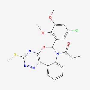 1-[6-(5-CHLORO-2,3-DIMETHOXYPHENYL)-3-(METHYLSULFANYL)[1,2,4]TRIAZINO[5,6-D][3,1]BENZOXAZEPIN-7(6H)-YL]-1-PROPANONE