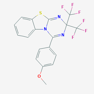 molecular formula C18H11F6N3OS B396037 4-(4-methoxyphenyl)-2,2-bis(trifluoromethyl)-2H-[1,3,5]triazino[2,1-b][1,3]benzothiazole 