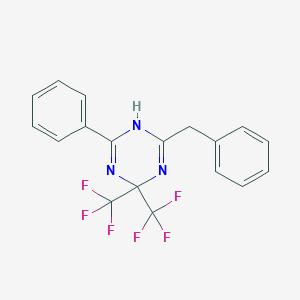 molecular formula C18H13F6N3 B396041 2-Benzyl-6-phenyl-4,4-bis(trifluoromethyl)-1,4-dihydro-1,3,5-triazine CAS No. 489419-72-9