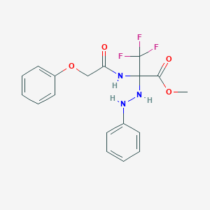 molecular formula C18H18F3N3O4 B396042 Methyl 3,3,3-trifluoro-2-[(phenoxyacetyl)amino]-2-(2-phenylhydrazino)propanoate 