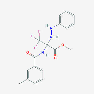 molecular formula C18H18F3N3O3 B396044 Methyl 3,3,3-trifluoro-2-[(3-methylbenzoyl)amino]-2-(2-phenylhydrazino)propanoate 
