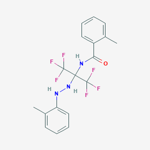 molecular formula C18H17F6N3O B396045 2-methyl-N-[2,2,2-trifluoro-1-[2-(2-methylphenyl)hydrazino]-1-(trifluoromethyl)ethyl]benzamide 