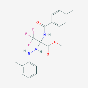 molecular formula C19H20F3N3O3 B396047 Methyl 3,3,3-trifluoro-2-[(4-methylbenzoyl)amino]-2-[2-(2-methylphenyl)hydrazino]propanoate 